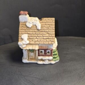 Vintage Porcelain Mill House Christmas Candle Holder Tealight Small Village